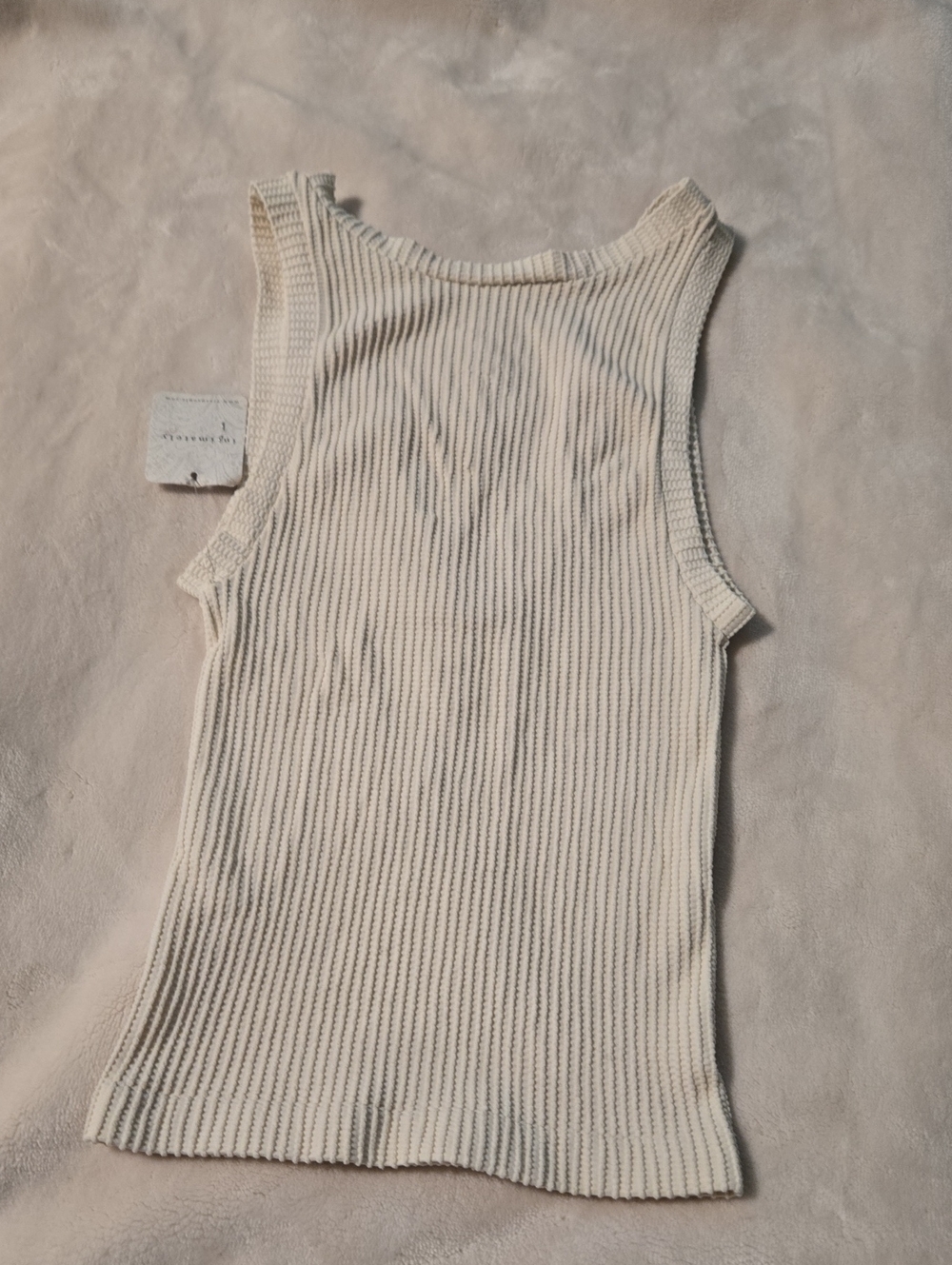 Free People Cream Ribbed Tank Top